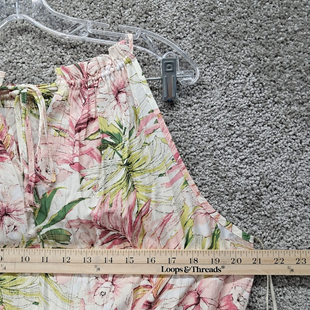 Ophelia Roe Womens Pink Green Tropical Palm Leaf Halter Midi Dress Large NWT 240 - Picture 8 of 9